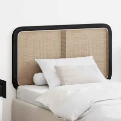 vidaXL Tête de lit avec tête de lit Noir 100 x 55 x 3 cm Rotin
