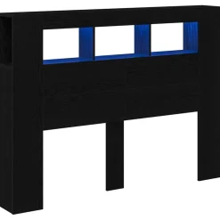 vidaXL Tête de lit LED avec étagère Chêne noir 140 x 18,5 x 103,5 cm