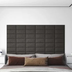 vidaXL Tête de lit murale 12 pcs Gris foncé 30 x 15 cm tissu
