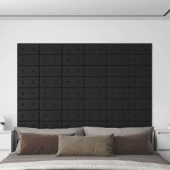 vidaXL Tête de lit murale 12 pcs Noir 30 x 15 cm Simili cuir