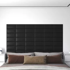 vidaXL Tête de lit murale 12 pcs Noir 30 x 15 cm tissu
