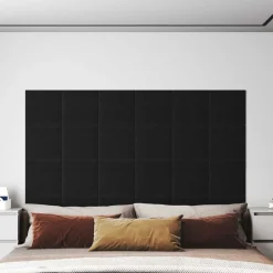 vidaXL Tête de lit murale 12 pcs Noir 30 x 30 cm tissu