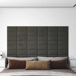vidaXL Tête de lit murale 12 pcs Gris foncé 30 x 15 cm Velours