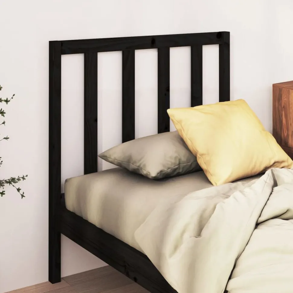 vidaXL Tête de lit Noir 81x4x100 cm Bois massif de pin