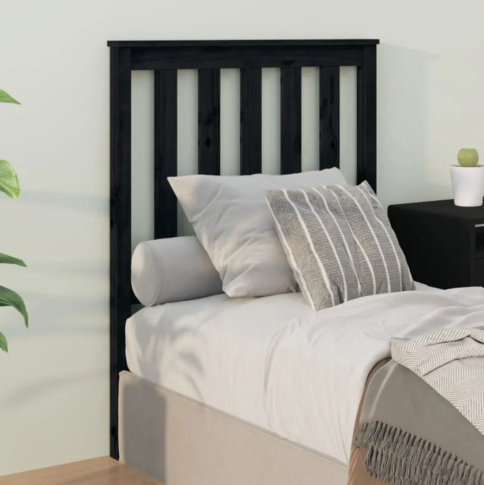 vidaXL Tête de lit Noir 81x6x101 cm Bois massif de pin