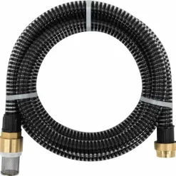 vidaXL Tuyau d'aspiration avec raccords en laiton noir 1,1" 3 m PVC