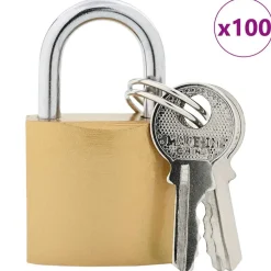 vidaXL U Lock avec Clés 100 pcs Laiton Fer