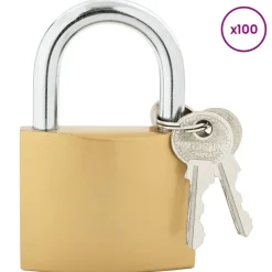 vidaXL U Lock avec Clés 100 pcs Laiton Fer