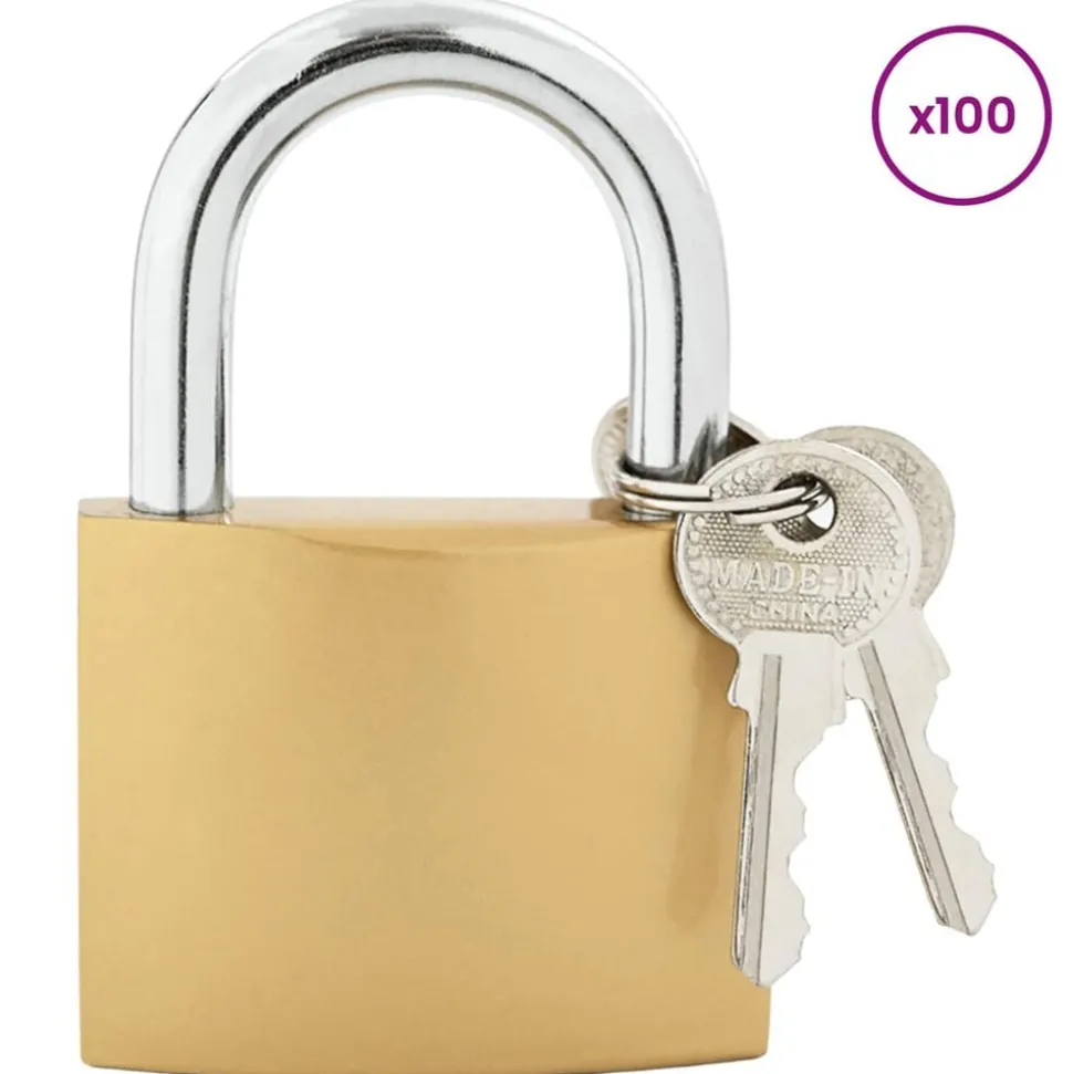 vidaXL U Lock avec Clés 100 pcs Laiton Fer