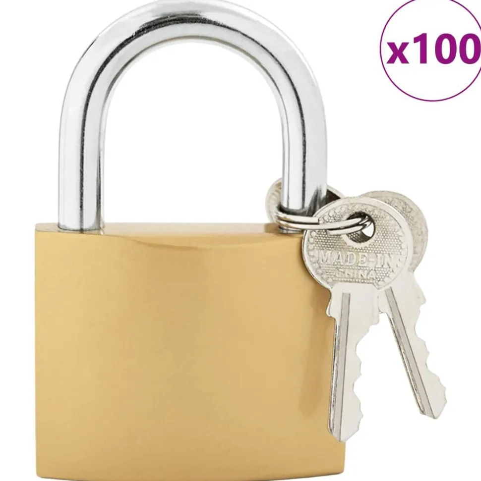 vidaXL U Lock avec Clés 100 pcs Laiton Fer