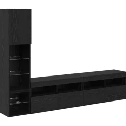 vidaXL Unité murale de TV avec LED 4 pcs Chêne noir Bois d'ingénierie