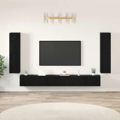 vidaXL Unites TV Montage mural 4 pcs Chêne noir Bois d'ingénierie