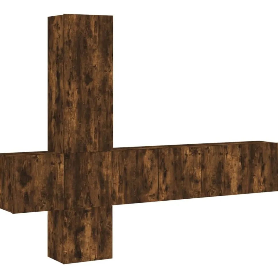 vidaXL Unités murales TV 5 pcs chêne fumé bois d'ingénierie