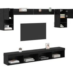 vidaXL Unités murales TV avec LED 6 pcs Chêne noir Bois d'ingénierie