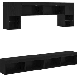vidaXL Unités murales TV avec LED 6 pcs Chêne noir Bois d'ingénierie