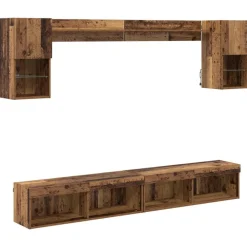 vidaXL Unités murales TV avec LED 6 pcs Bois ancien Bois d'ingénierie