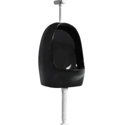 vidaXL Urinoir suspendu avec valve de chasse d'eau Céramique Noir
