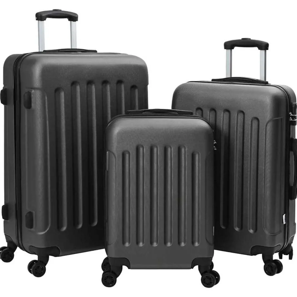 vidaXL Valise 3 pcs Gris foncé 50 x 31 x 78 cm Plastic ABS