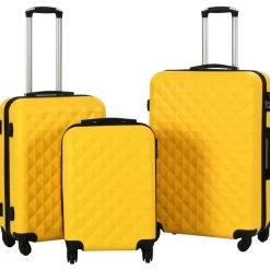 vidaXL Valise rigide 3 pcs Jaune ABS