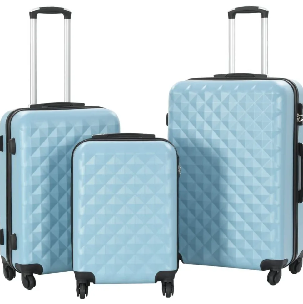 vidaXL Valise rigide 3 pcs Bleu ABS