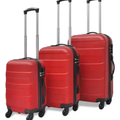 vidaXL Valise rigide 3 pièces Rouge 45,5/55/66 cm