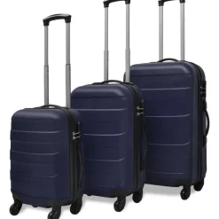 vidaXL Valise rigide 3 pièces Bleu 45,5/55/66 cm