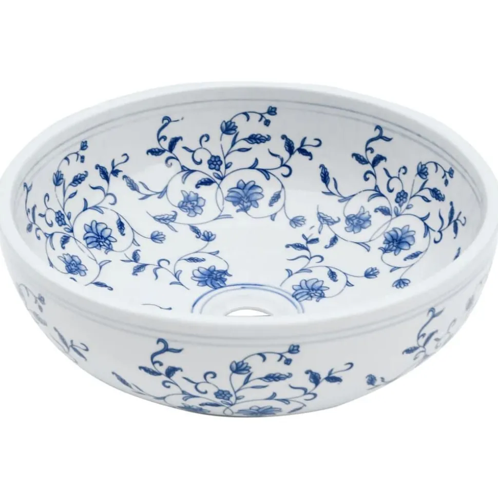 vidaXL Vasque à poser blanc et bleu rond Φ41x14 cm céramique