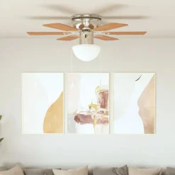 vidaXL Ventilateur de plafond orné avec lumière 82 cm Marron clair