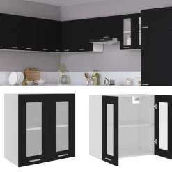 vidaXL Vitrine suspendue "Lyon" Noir 60 x 31 x 60 cm Bois d'ingénierie