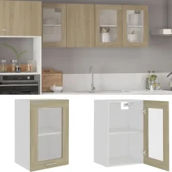 vidaXL Vitrine suspendue "Lyon" Chêne Sonoma 40 x 31 x 60 cm Bois d'ingénierie