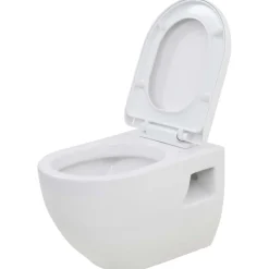 vidaXL WC suspendu en céramique Blanc