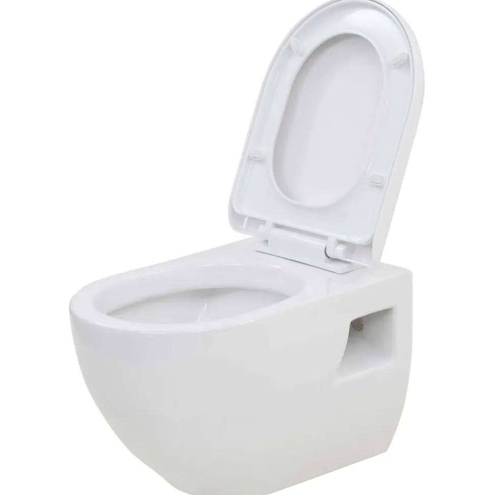 vidaXL WC suspendu en céramique Blanc