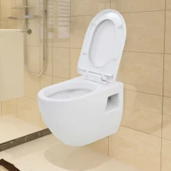 vidaXL WC suspendu en céramique Blanc