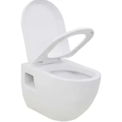 vidaXL WC suspendu en céramique Blanc